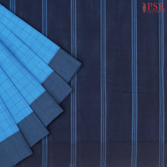 Azure Blue Kanchi Cotton Saree