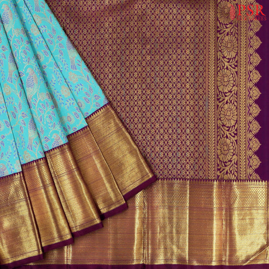 Turquoise Blue Bridal Kanchipuram Silk Saree