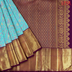 Turquoise Blue Bridal Kanchipuram Silk Saree