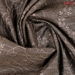 Dark Taupe Semi Tussar Embroidery Saree