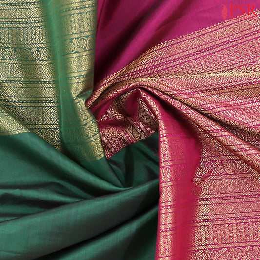 Dark Green & Dark Magenta Kanchipuram Silk Saree