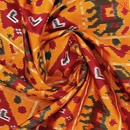 Marigold Orange Pochampally Silk Ikat Saree