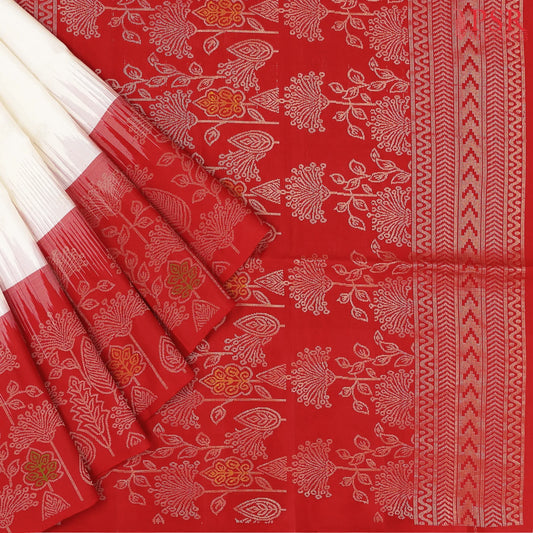 Floral White Soft Silk Saree