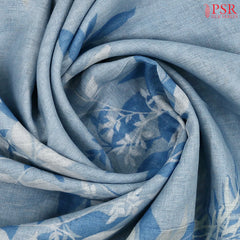 Light Steel Blue Linen Saree