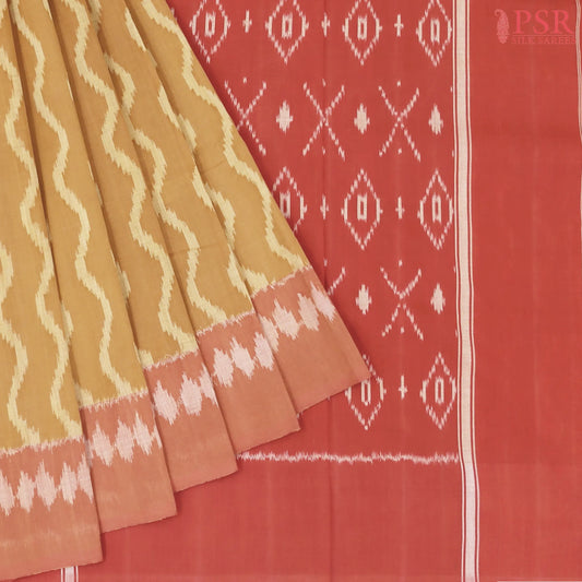 Mustard Ikkat Cotton Saree