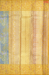 Golden Blue Kanchipuram Jacquard Tissue Silk Saree