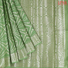 Bud Green Banaras Tussar Silk Saree