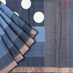 Dark Space Blue Kadhi Tussar Silk Saree