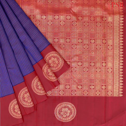 Dark Purple Blue Kanchipuram Silk Saree