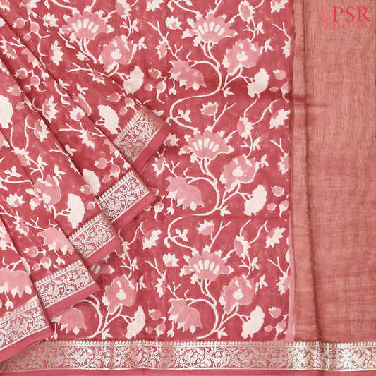 Madder Red Chanderi Silk Cotton Saree