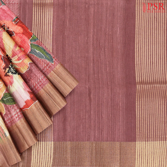 Onion Pink Semi Dupion Saree