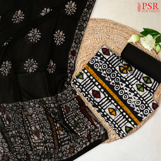 Black Batique Cotton Dress Material