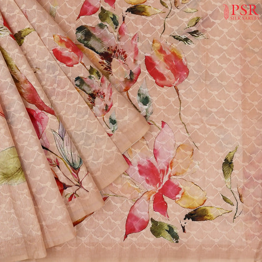 Peach Semi Dupion Saree
