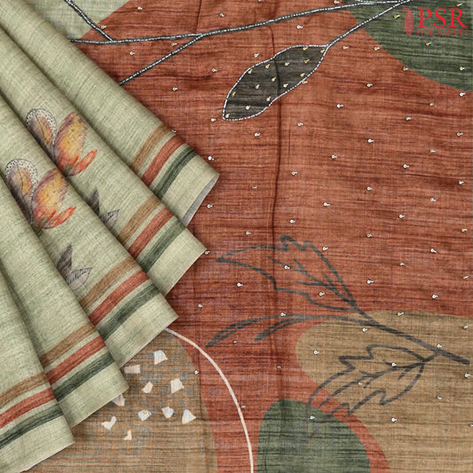 Sage Green Semi Dupion Saree