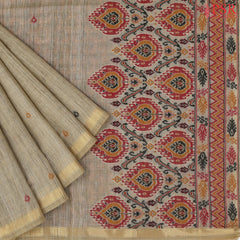 Tan Beige Ghicha Tassar Saree
