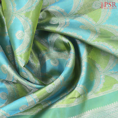 Blue & Green Kanchipuram Jacquard Silk Saree