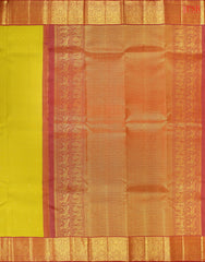 Olive Yellow Kanchipuram Silk Saree