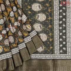 Pickle Green Semi Dupion Saree