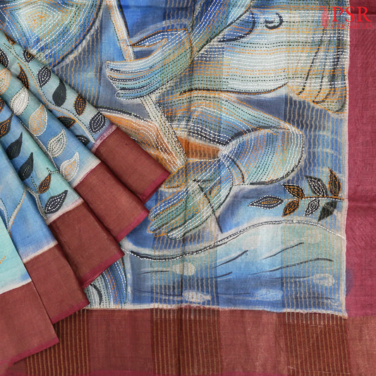 Ajanta Blue Kadhi Tussar Silk Saree