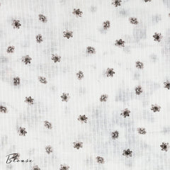 Floral White Linen Saree