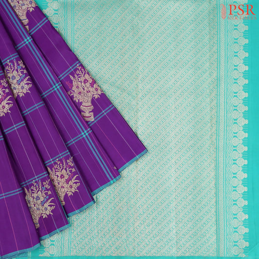 Dark Purple Kanchipuram Silk Saree