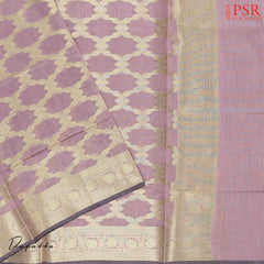 Slate Grey Banaras Silk Cotton Dress Material