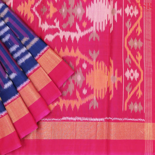 Royal Blue Patola Silk Cotton Saree