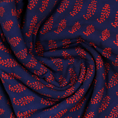 Navy Blue Cotton Print Running Material