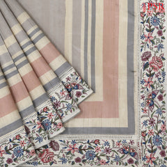 Grey Semi Dupion Saree