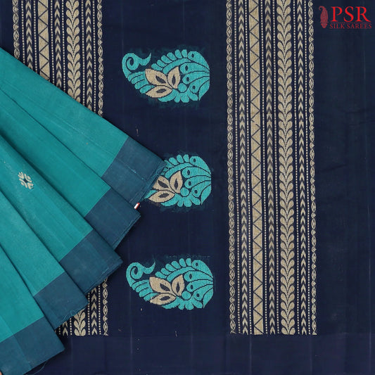 Teal Blue Kanchi Cotton Saree