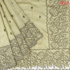 Pastel Olive Organza Embroidery Saree