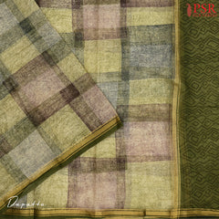 Olive Beige Chanderi Silk Cotton Dress Material