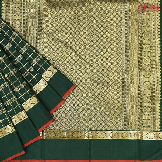Dark Green Kanchipuram Silk Saree