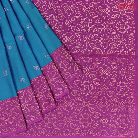 Peacock Blue Soft Art Silk Saree