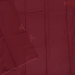 Beige & Wine Red Tussar Silk Dress Material