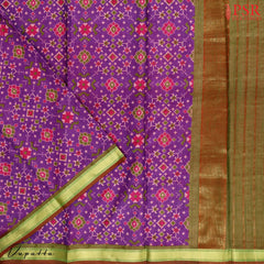 Dark Pink Soft Patola Silk Cotton Dress Material