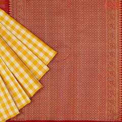 Mustard Yellow & Beige Kanchipuram Silk Saree