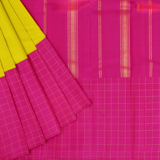 Yellow Kanchipuram Ganga Jamuna Silk Saree