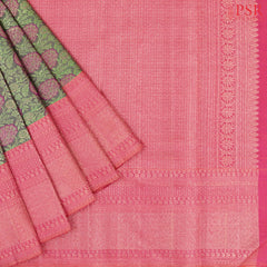 Greyish Green Kanchipuram Jacquard Silk Saree