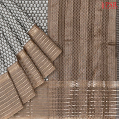Dark Taupe Grey Assam Saree