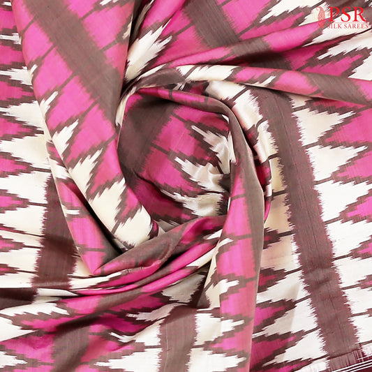 Pink & Beige Pochampally Ikat Silk Saree