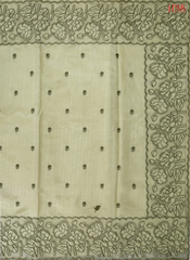 Pastel Olive Organza Embroidery Saree