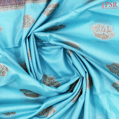 Light Blue Banaras Tussar Silk Saree