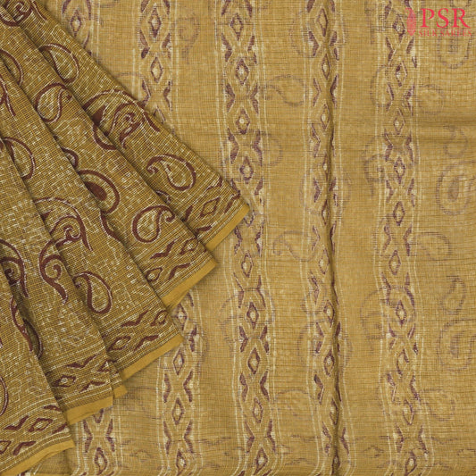 Dark Olive Mustard Kota Saree