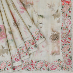 Cosmic Latte Beige Kadhi Tussar Silk Saree