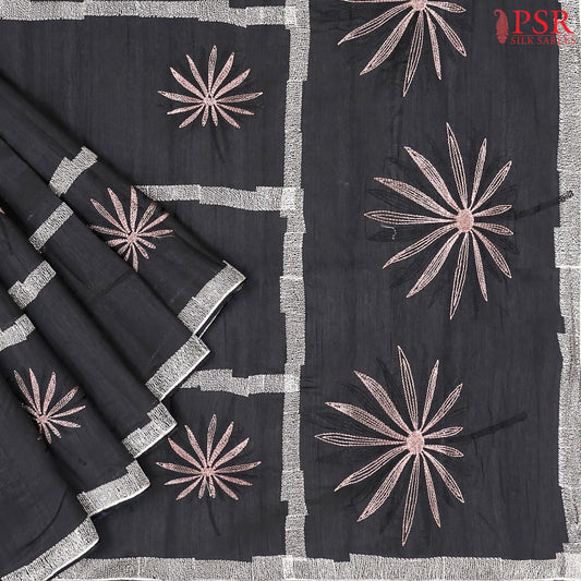 Black Kosa Embroidery Saree