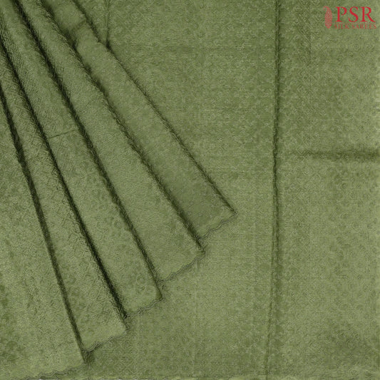 Fern Green Banaras Tussar Silk Saree