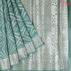 Teal Ocean Banaras Tussar Silk Saree
