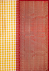 Mustard Yellow & Beige Kanchipuram Silk Saree