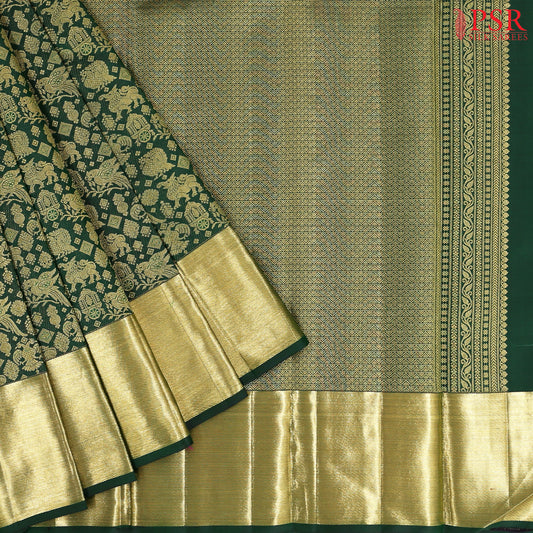 Dark Green Bridal Kanjivaram Silk Saree